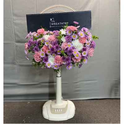 พัดลม 16 นิ้ว 2090 เป็นพวงหรีดพัดลมดอกไม้สดโทนสีชมพู