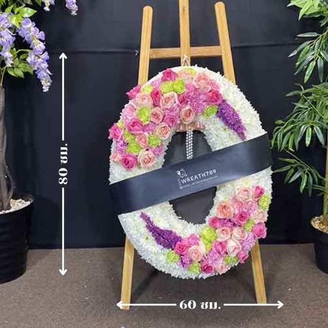 ธารา 9230 ภาพบอกขนาดพวงหรีดกว้างและสูง