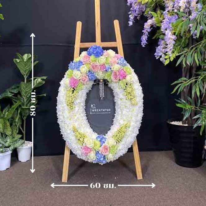 ธารา 9311 ภาพบอกขนาดพวงหรีดกว้างและสูง