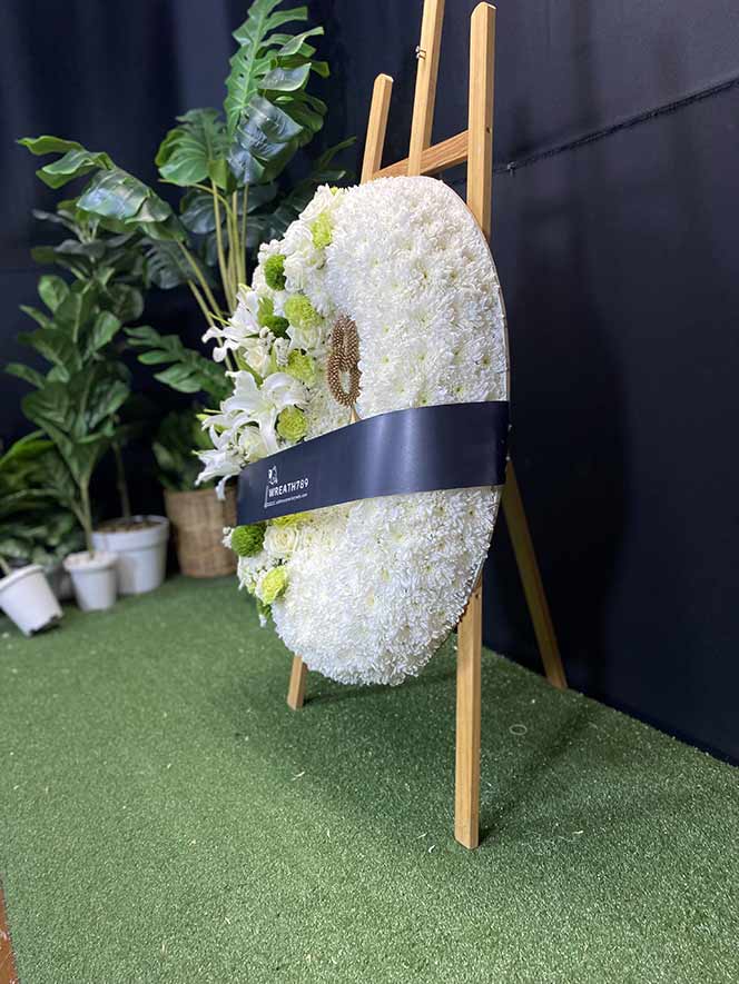 พวงหรีดดอกไม้สดราคา 1200 - 1600 ธารา 9248