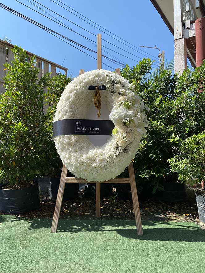 พวงหรีดดอกไม้สดราคา 1200 - 1600 ธารา 9249