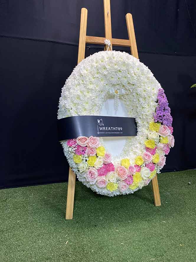 ราคาถูก ส่งฟรี พวงหรีดดอกไม้สด ธารา 9250