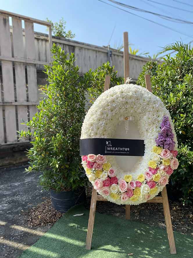 ราคาถูก ส่งฟรี พวงหรีดดอกไม้สด ธารา 9250