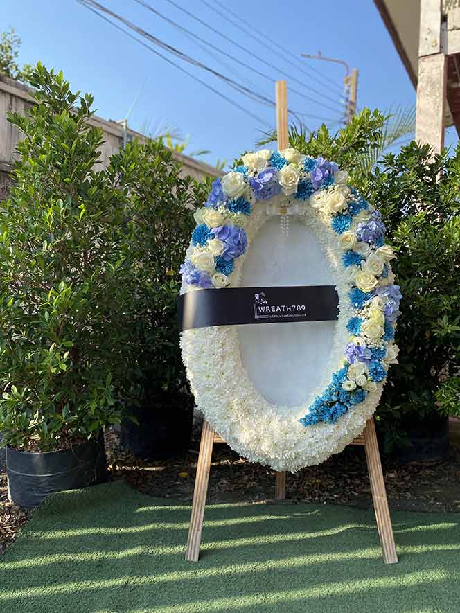 ส่งฟรี พวงหรีดหรู ดอกไม้สด รหัสธารา 9260