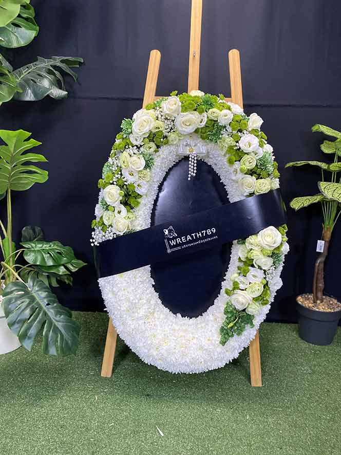 พวงหรีดสวยหรูดอกไม้สด ธารา 9263