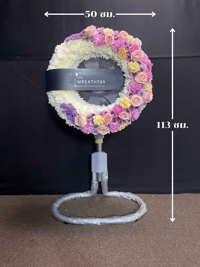 พัดลม 18 นิ้ว 3402ภาพแสดงขนาดกว้างและสูงดอกไม้ชัด