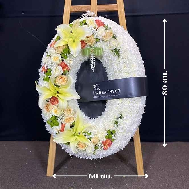 ธารา 152 ภาพบอกขนาดพวงหรีดกว้างและสูง