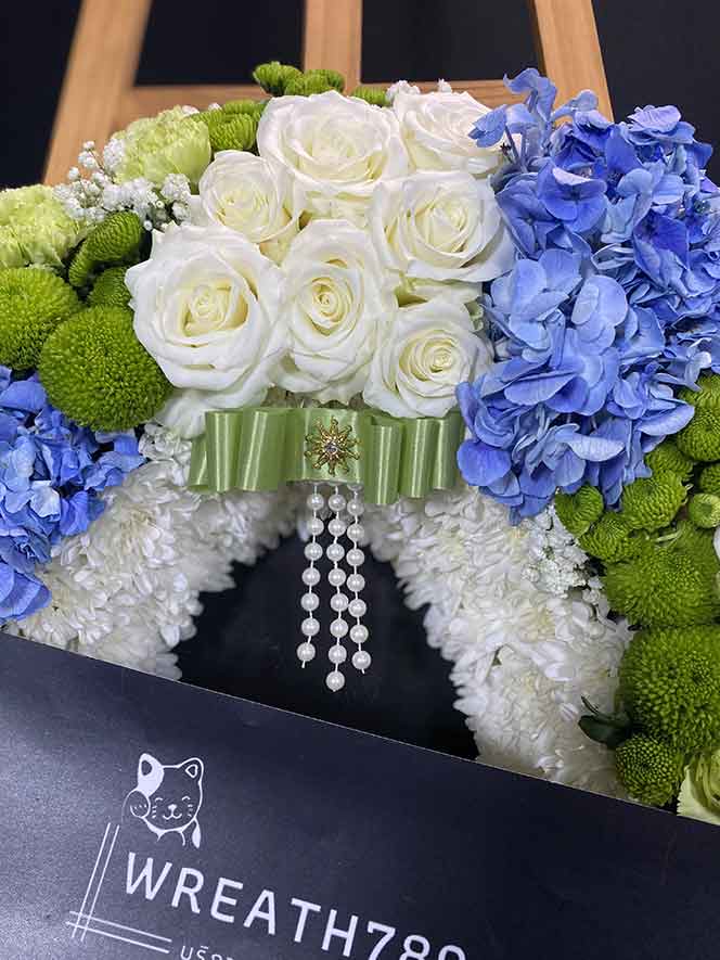 ธารา 9402 ภาพขยายป้าย ดอกไม้ ริ้บบิ้นพร้อมมุกประดับสวย