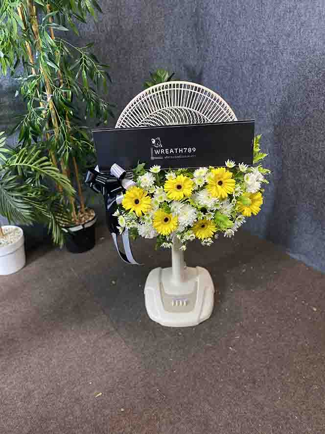 พัดลม 16 นิ้ว 64vy โทนดอกไม้สีเหลือง