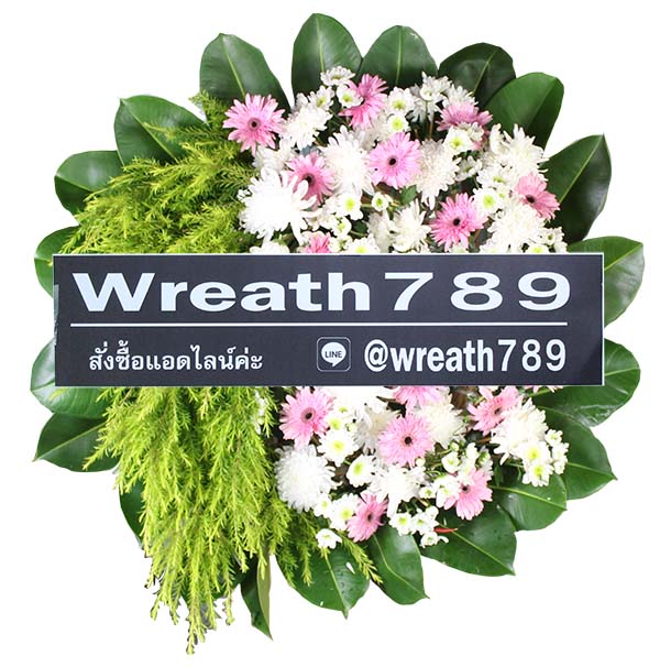 พวงหรีดดอกไม้สด ใบยาง